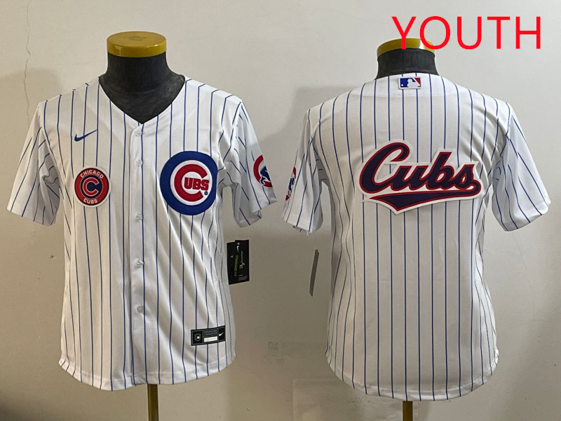 Youth Chicago Cubs blank white  MLB 2025 jersey style 3->youth mlb jersey->Youth Jersey
